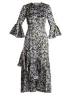 Erdem Florence Fluted-cuff Silk-satin Dress
