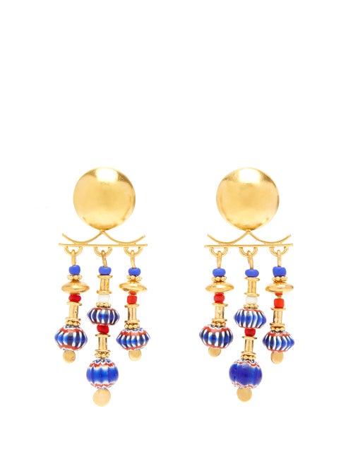 Matchesfashion.com Katerina Makriyianni - Glass-bead Gold-vermeil Chandelier Earrings - Womens - Multi