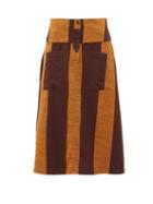 Matchesfashion.com Ace & Jig - Maisie Patch Pocket Striped Cotton Midi Skirt - Womens - Brown Multi