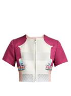 Matchesfashion.com Mary Katrantzou - Picket Parade Printed Matelass Cropped Jacket - Womens - Pink White