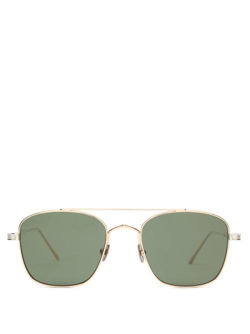 Matchesfashion.com Cartier Eyewear - C De Cartier Aviator Titanium Sunglasses - Mens - Gold