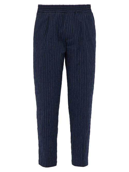 Matchesfashion.com The Gigi - King Mid Rise Cotton Blend Trousers - Mens - Navy