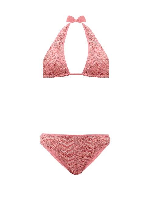 Matchesfashion.com Missoni Mare - Zigzag Knitted Mesh Bikini - Womens - Pink