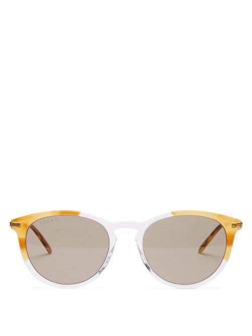 Gucci - Round Acetate And Metal Sunglasses - Mens - Brown