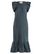 Matchesfashion.com Cecilie Copenhagen - Jehro Scarf Jacquard Cotton Dress - Womens - Mid Blue