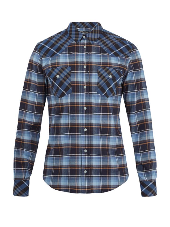 Dolce & Gabbana Point-collar Checked Cotton Shirt