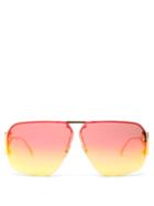 Matchesfashion.com Bottega Veneta - Mirrored Triangle-temple Aviator Metal Sunglasses - Womens - Gold Multi