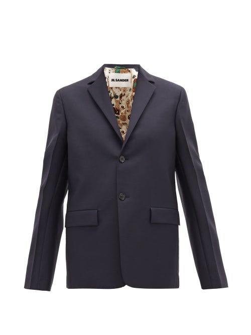 Matchesfashion.com Jil Sander - Single-breasted Wool-blend Jacket - Womens - Navy