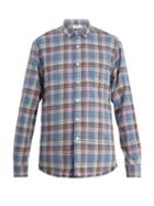 Matchesfashion.com Frame - Frayed Hem Checked Shirt - Mens - Blue