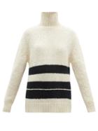 Ladies Rtw Jil Sander - High-neck Striped Mohair-blend Sweater - Womens - White Black