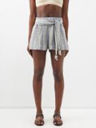 Lisa Marie Fernandez - Farrah Striped Linen-blend Gauze Shorts - Womens - Navy Beige