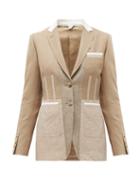 Matchesfashion.com Burberry - Single-breasted Panelled Wool-blend Jacket - Womens - Beige