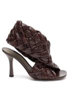 Matchesfashion.com Bottega Veneta - Crossover Intrecciato-weave Leather Sandals - Womens - Dark Brown