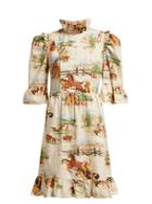 Matchesfashion.com Batsheva - Western Print Cotton Dress - Womens - Beige Multi