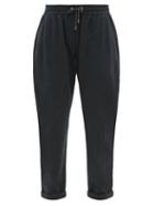 Ladies Rtw Brunello Cucinelli - Monili-embellished Cotton-blend Jersey Track Pants - Womens - Dark Grey