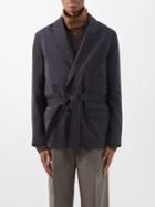 Lemaire - Double-breasted Belted Silk-blend Jacket - Mens - Black