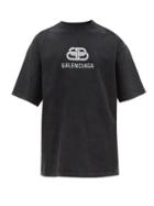 Matchesfashion.com Balenciaga - Washed Logo Print Cotton T Shirt - Mens - Black