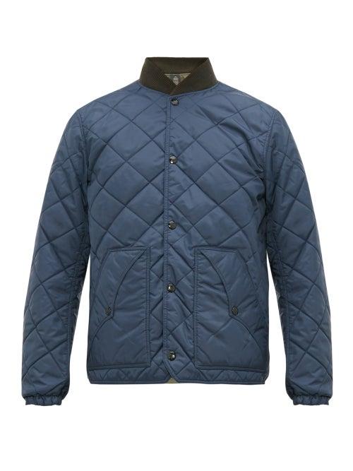 Matchesfashion.com Rrl - Reversible Logo Embroidered Quilted Bomber Jacket - Mens - Blue