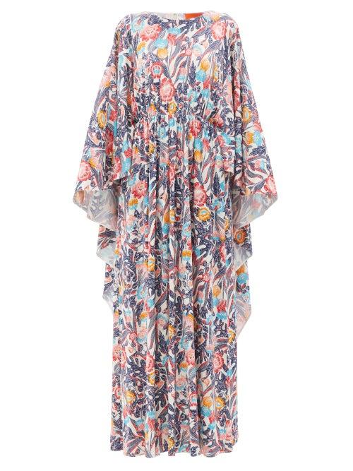 La Doublej - Circe Printed-crepe Maxi Dress - Womens - White Multi