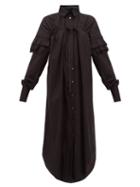 Matchesfashion.com Ann Demeulemeester - Ruffle Sleeve Cotton Poplin Shirt Dress - Womens - Black
