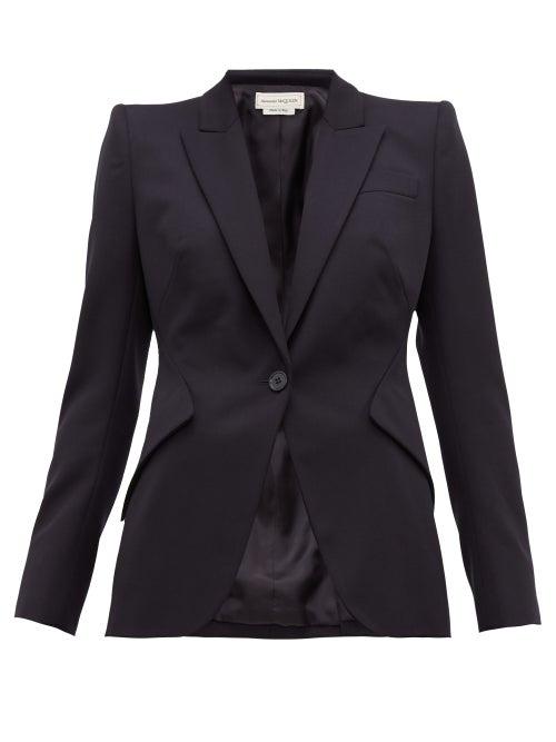 Matchesfashion.com Alexander Mcqueen - Single Breasted Wool Blazer - Womens - Navy