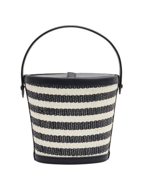 Matchesfashion.com Hunting Season - The Bucket Striped-rattan And Leather Bag - Womens - Black