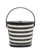 Matchesfashion.com Hunting Season - The Bucket Striped-rattan And Leather Bag - Womens - Black