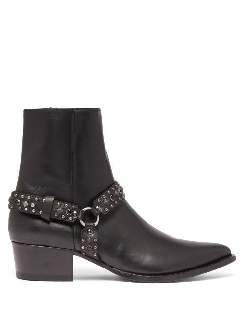 Matchesfashion.com Amiri - Studded Harness Leather Boots - Mens - Black