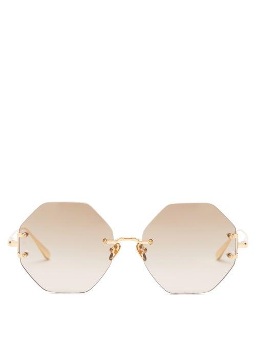 Linda Farrow - Aura 22kt Gold-plated Titanium Sunglasses - Womens - Gold