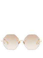 Linda Farrow - Aura 22kt Gold-plated Titanium Sunglasses - Womens - Gold