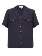 Matchesfashion.com Ganni - Flap-pocket Short-sleeved Shirt - Womens - Navy