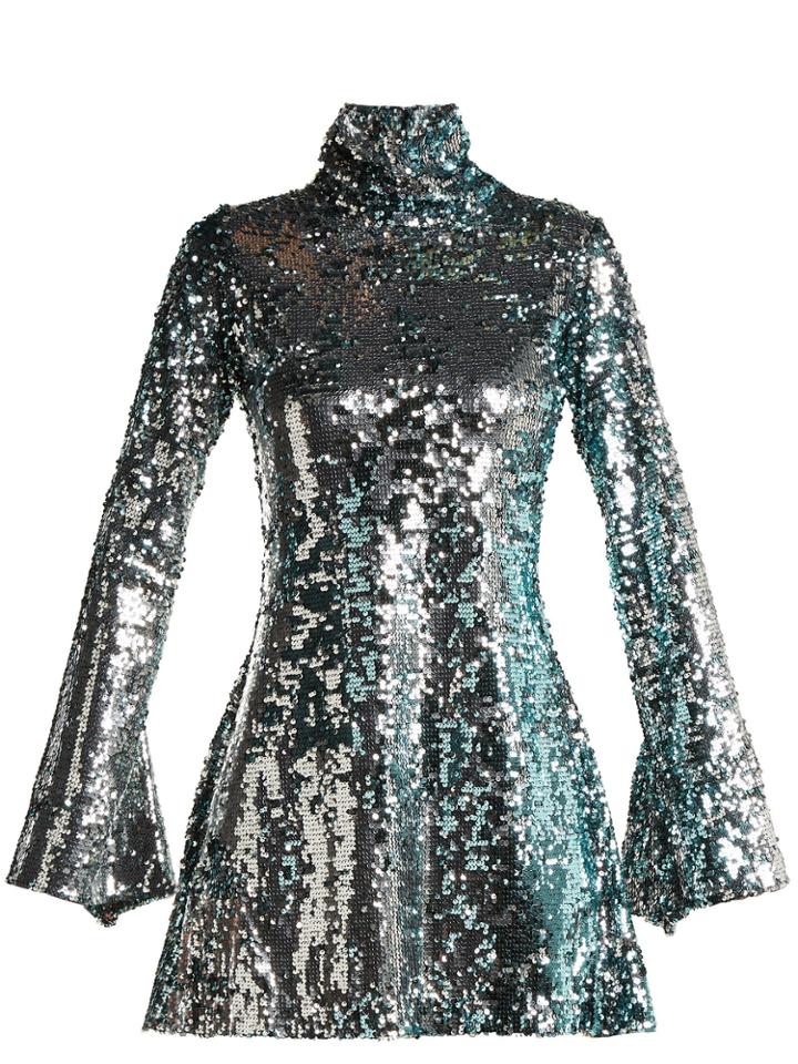 Halpern Metallic Sequinned Mini Dress