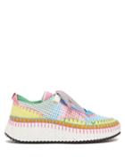 Chlo - Nama Blanket-stitched Leather Trainers - Womens - Multi