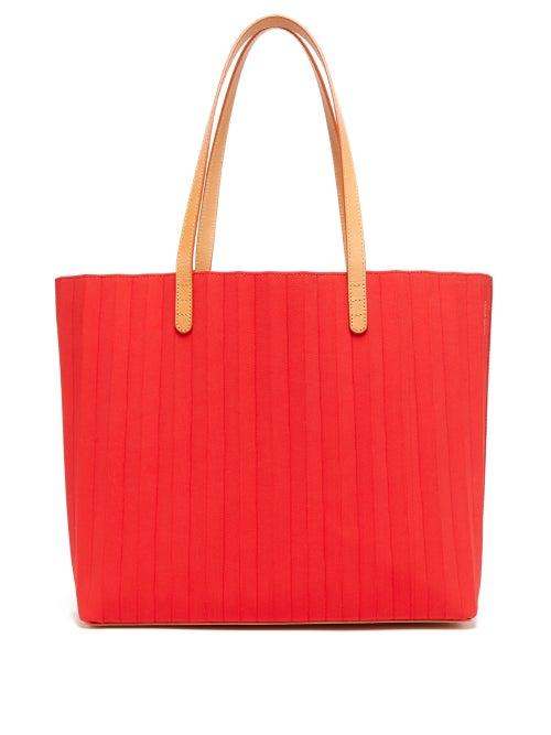 Matchesfashion.com Mansur Gavriel - Pleated Waxed Canvas Tote Bag - Womens - Red