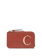 Matchesfashion.com Chlo - The C Logo Leather Card And Coin Purse - Womens - Dark Brown