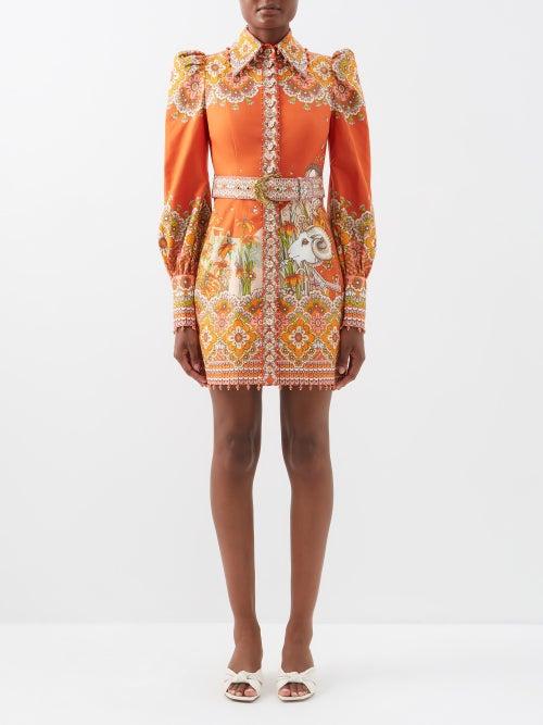 Zimmermann - Kaleidoscope Aries Printed Cotton-blend Mini Dress - Womens - Red Multi