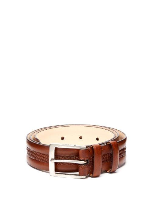 Matchesfashion.com Paul Smith - Bombay Edge Mesh Debossed Leather Belt - Mens - Brown
