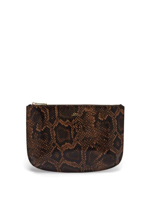Matchesfashion.com A.p.c. - Sarah Python Effect Leather Pouch - Womens - Brown Multi