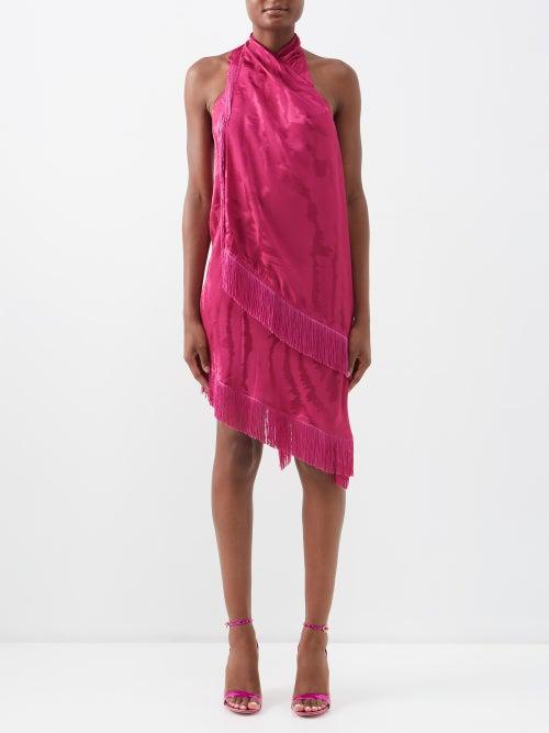Taller Marmo - Samba Fringed Jacquard-satin Mini Dress - Womens - Pink