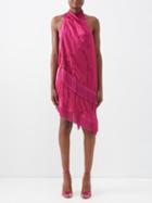 Taller Marmo - Samba Fringed Jacquard-satin Mini Dress - Womens - Pink