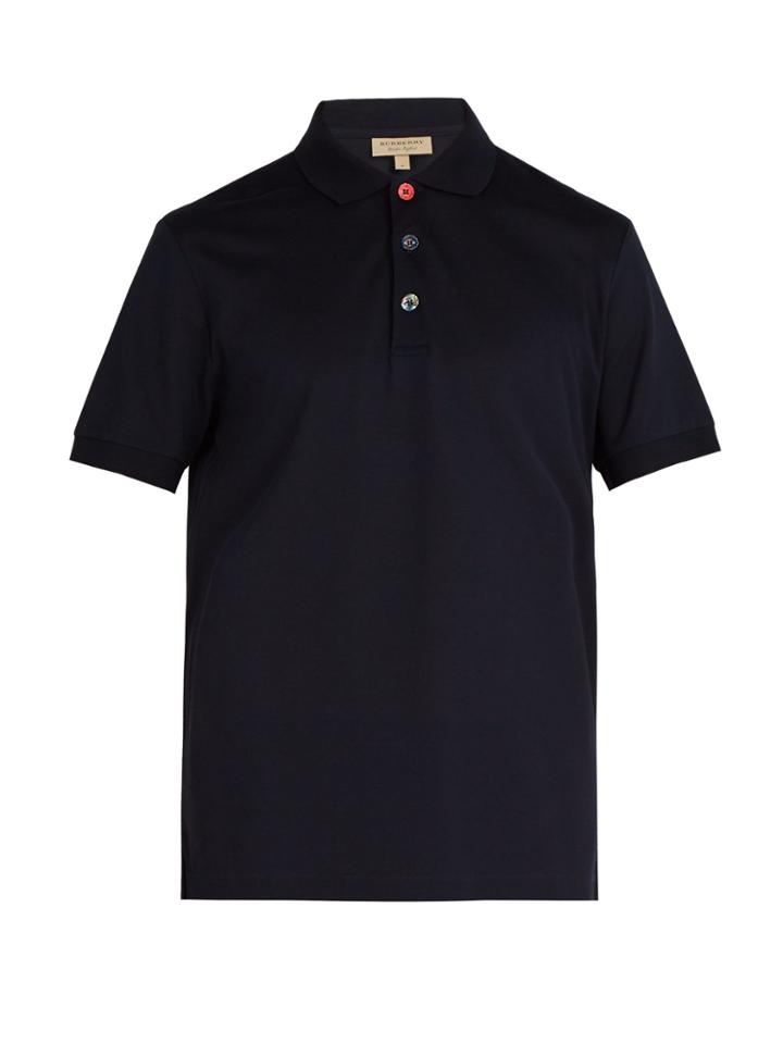 Burberry Multicoloured-button Cotton-piqu Polo Shirt