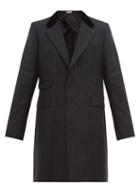 Matchesfashion.com Alexander Mcqueen - Velvet-collar Single-breasted Wool-twill Coat - Mens - Black Grey
