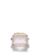 Mateo - East West Diamond, Rose Quartz & 14kt Gold Ring - Womens - Light Pink