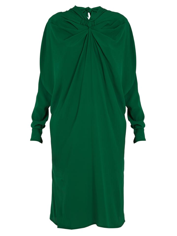 Marni Ruched-front High-neck Crepe Midi Dress