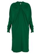 Marni Ruched-front High-neck Crepe Midi Dress