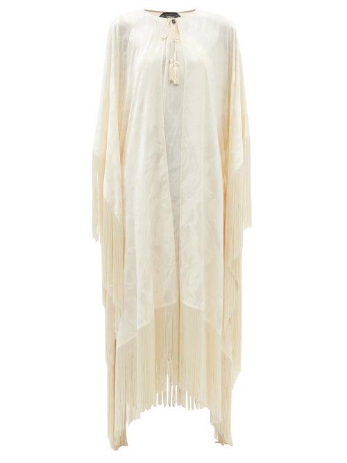 Taller Marmo - Lee Fringed Marble-jacquard Crepe Cape - Womens - Ivory