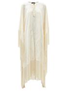 Taller Marmo - Lee Fringed Marble-jacquard Crepe Cape - Womens - Ivory