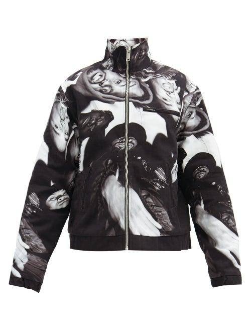 Matchesfashion.com 424 - Wu-tang Fleece-lined Cotton Jacket - Mens - Black Grey