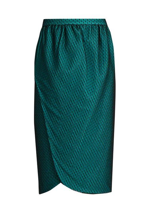 Matchesfashion.com Emilio De La Morena - Salma Wrap Front Knee Length Skirt - Womens - Dark Green