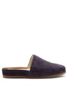Matchesfashion.com Mulo - Shearling-lined Corduroy Slippers - Mens - Navy